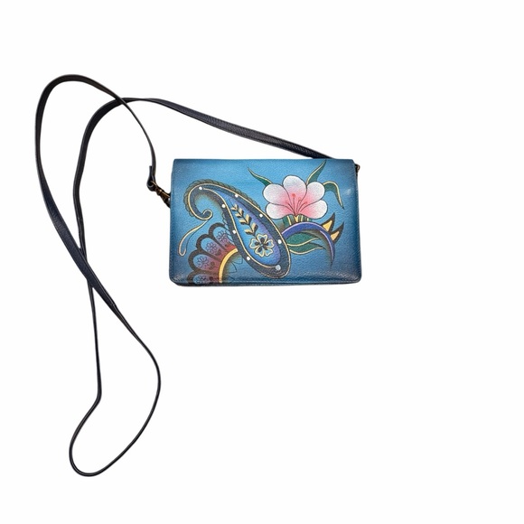 Anuschka Handbags - Anna by Anuschka Blue and Pink Floral Crossbody Bag